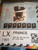 FEUILLES LX DAVO DE FRANCE POUR 1991 (AVEC POCHETTES) F 196a+201/204+B11+CN8+C/D7 - Pre-Impresas