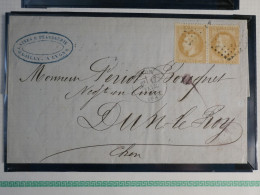 DN7 FRANCE  LETTRE  1866  DAILLY  A  DUN LE ROY  +PAIRE DE NAPOLEON  N°28  + AFF. INTERESSANT+++ - 1849-1876: Classic Period