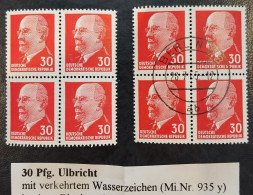 GDR DDR - Mi.-Nr. 935 Y Mit Verkehrtem WZ - 4er-Block - MNH** + Used - Unused Stamps