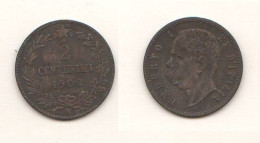 Italie 2 Centesimi Cents 1900 Italy Italia Regno Roma Mint Copper Coin - 1878-1900 : Umberto I