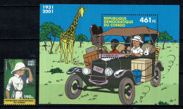 Congo. 2001 COB/OBP 2092** + Bl 205**,  MNH Kuifje In Afrika / Tintin Au Congo - Mint/hinged
