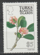 TURKS & CAICOS - N°894 ** (1990) Fleurs : 5$ - Dentelé 14. - Turks And Caicos