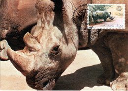 PORTUGAL, MC,  Rhino  /  Carte Maximume, Rhinocéros     1984 - Rinocerontes