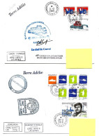 PO - 25 - 4 Plis Terre Adélie Avec Cachets Illustrés - Cartas & Documentos