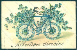 Greetings Flowers Myosotis Bicycle M.S.i.B. 275 WRINKLES Relief Postcard HR0169 - Fleurs