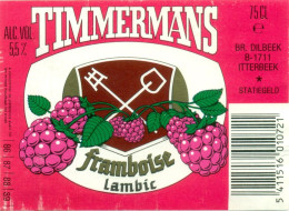 Oud Etiket Bier Framboise Lambic - Brouwerij / Brasserie Timmermans Te Itterbeek - Bière