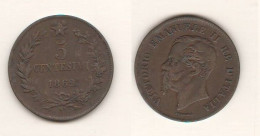 Italie 5 Centesimi Cents 1862 Italy Italia Regno Naples Mint Copper Coin - 1861-1878 : Victor Emmanuel II
