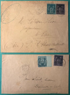 France Type Sage Sur Enveloppe - Lot De 2 - (A1274) - 1877-1920: Semi-moderne Periode