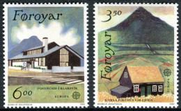  Tema Europa -    CEPT  Feroe 1990. "Edif. Postales De Ayer Y Hoy"  (2 Sellos)  - Faroe Islands