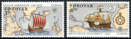  Tema Europa -    CEPT  Feroe 1992. "500 Aniv. Descub. América" (2 Sellos) - Nº - Faroe Islands