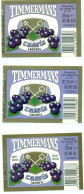 3 Verschillende Oude Etiketten Bier Cassis Lambic 25cl-37,5cl-75cl - Brouwerij / Brasserie Timmermans Te Itterbeek - Cerveza