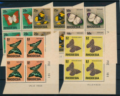 BF0750 / RHODESIA  -  1974  ,  Antilopen ,  Blumen , Schmetterlinge   -   Michel 140-154 In 4-Blöcken ** / MNH - Rhodesië (1964-1980)