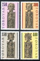 Feroe 1984 Correo 87/90 **/MNH Esculturas Góticas De La Iglesia Kirkjubour (4 S - Faroe Islands