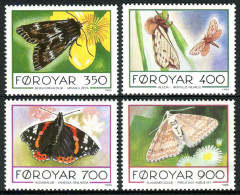 Feroe 1993 Correo 246/49 **/MNH Fauna. Mariposas (4 Sellos)  - Faroe Islands