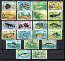 St Vincent 1975 Set Definitive Fish/Fische Stamps (Michel 383/401+448/50) MNH - St.Vincent (1979-...)