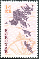 Feroe 1998 Correo 337 **/MNH Serie Básica. Mapa De La Isla  - Isole Faroer