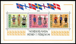 Feroe 1983 Hojas Bloque 1 **/MNH Inauguración De La Casa Nórdica De Torshavn  - Isole Faroer