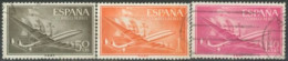 SPAIN,  1955.56, PLANE AND CARAVEL STAMPS SET OF 3, # C149/50, & C152, USED. - Usados