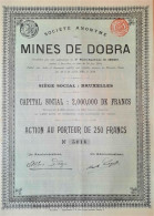 S.A. Mines De Dobra (1898 !! ) - Action Au Porteur De 250 Francs - Bruxelles - Mines