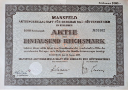 Mansfeld A.G. Für Bergbau Und Hüttenbetrieb In Eisleben - 1933 - Autres & Non Classés
