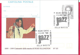 REPIQUAGE - JAZZ - ANNULLO SPECIALE " MILANO CENTRO*17.2.1999*CENTENARIO DELLA NASCITA DI DUKE ELLINGTON" - Stamped Stationery