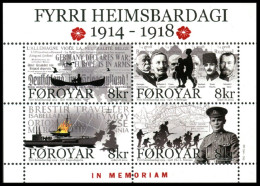 Feroe 2014 Correo 810A MH **/MNH Centenario 1ª Guerra Mundial "In Memoriam" (4  - Faroe Islands