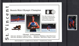 St Vincent 1992 Blocke 210 (+ Marke 2000) Olympische Spiele/B.Blair Postfrisch - St.Vincent (1979-...)