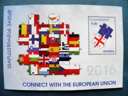 M/s Block Georgia 2016 Puzzle Of Flags Eu Europa , M/s Is Mint But Without Glue - Georgia