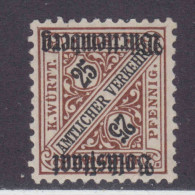 Württemberg MiNr. 265K ** - Kopfstehender Aufdruck - R ! - Mint