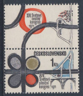 Tschechoslowakei Czechoslovakia 1971 Mi 2020 YT 1864 SG 1973 ** Motorway Junction - World Road Congress / Strassenbau - Ongevallen & Veiligheid Op De Weg