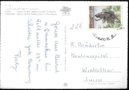 Lebanon Beirut Postmarked Postcard Mailed To Switzerland 1963. 10P Rate Grapes Stamp - Lebanon