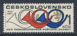 Tschechoslowakei Czechoslovakia 1971 Mi 2049 YT 1893 SG 2015 ** Tag Der Briefmaeke, Posthörner, Wappenlöwe / Stamp Day - Día Del Sello