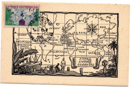 CARTE MAXIMUM FRANCE 1941 / PARIS  = CACHET HOROPLAN + N° 503 OUTREMER Sur Carte NOTRE EMPIRE COLONIAL - 1940-1949