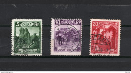 LIECHTENSTEIN 1930 Montagne, Château  Yvert 94-95 + 97 Oblitéré, Cote : 10 Euros - Gebraucht