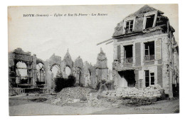 (80). Roye. 1 Cp. (2) Elglise Et Rue St Pierre Les Ruines Guerre Mondiale - Roye