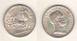 Italie 1 Lira 1917 Italy Italia Regno Roma Mint Silver Coin - 1900-1946 : Victor Emmanuel III & Umberto II