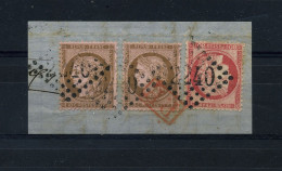 N 58 Et 57 Sur Fragment Ob 2240 Et Port Payé Couleur Rouge - 1871-1875 Cérès