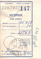 89 ANCY LE FRANC (yonne) Récépissé De Mandat Oblitéré Avec Un Cachet Pour MOUTIERS Saint Jean Cote D'or - Lettres & Documents