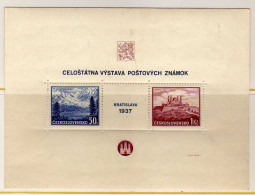 Tchecoslovaquie - 1937 - BF - Exposition Philatelique De Bratislava - Neufs** - MNH - Blocs-feuillets