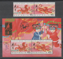 Christmas Island 1998, MNH, Michel 435 - 436, Bl 11, Year Of The Tiger, Se-tenant Pair - Christmaseiland