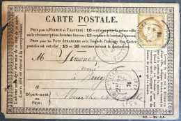 France, N°55 Sur Carte Précurseur D'Égreville 22.9.1876 - (B2666) - 1849-1876: Classic Period