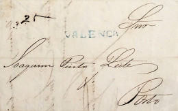 1845 Portugal Carta Pré-Filatélica Valença VLN 3 «VALENCA» Azul - ...-1853 Prephilately