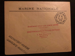 LETTRE MARINE NATIONALE OBL. HEXAGONALE Tiretée 14-6 1958 ROCHEFORT-MARINE CHARENTE MME  (17) + GRIFFE - Naval Post