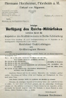 "INFOLGE VERFUEGUNG DES REICHS-MILITAERFISKUS" 1915, Gedruckter Brief Ex Floersheim, Int. Zeitdokument (R1115) - Documents Historiques