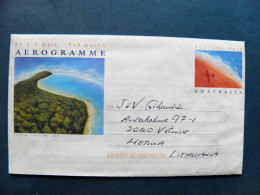 Aerogramme Cover Sent From Australia To Lithuania 1994 Tropical Coastline - Covers & Documents