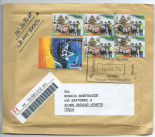 ESPANA 2015;Registered Padded Envelope To ITALY:Block Of 4 Juvenia + 1 In Good Condition + Microscopio Electronico - Covers & Documents