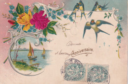 FANTAISIE(FLEUR) CARTE GAUFREE(OISEAU) - Sonstige & Ohne Zuordnung