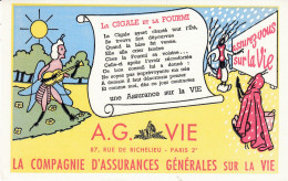 Buvard - Compagnie D'assurances Sur La Vie - A. G. Vie - Fable De La Fontaine - La Cigale Et La Fourmi - Otros & Sin Clasificación