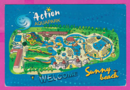 311039 / Bulgaria - Sunny Beach - Map Illustrator ?? - Action Aqupark Dinosaur, Crow, Skates, Hippopotamus, Elephant, PC - Mapas