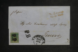 ITALIE / TOSCANE - Lettre De Livorno Pour Genova En 1859, Affranchissement Non Dentelé 4 Crazie  - L 151800 - Toscana